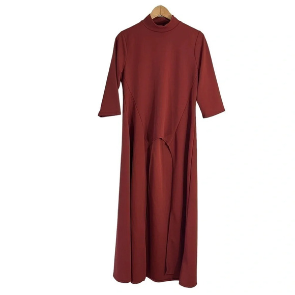 Ashley Stewart NEW Burnt Orange Super Long Blouse Cutout Open Front 3/4 Sleeves - Picture 1 of 8